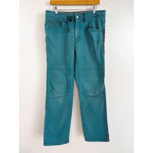 prAna Climbing Pants Teal Green Articulated Knee Utility Outdoor Gorpcore 33